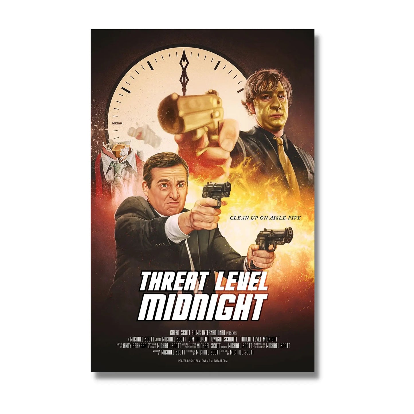 The Office Threat Level Midnight Canvas Art Print Wall Décor Looper Tees