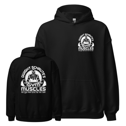 Dwight's Gym for Muscles - Double Sided Printed Hoodie Looper Tees