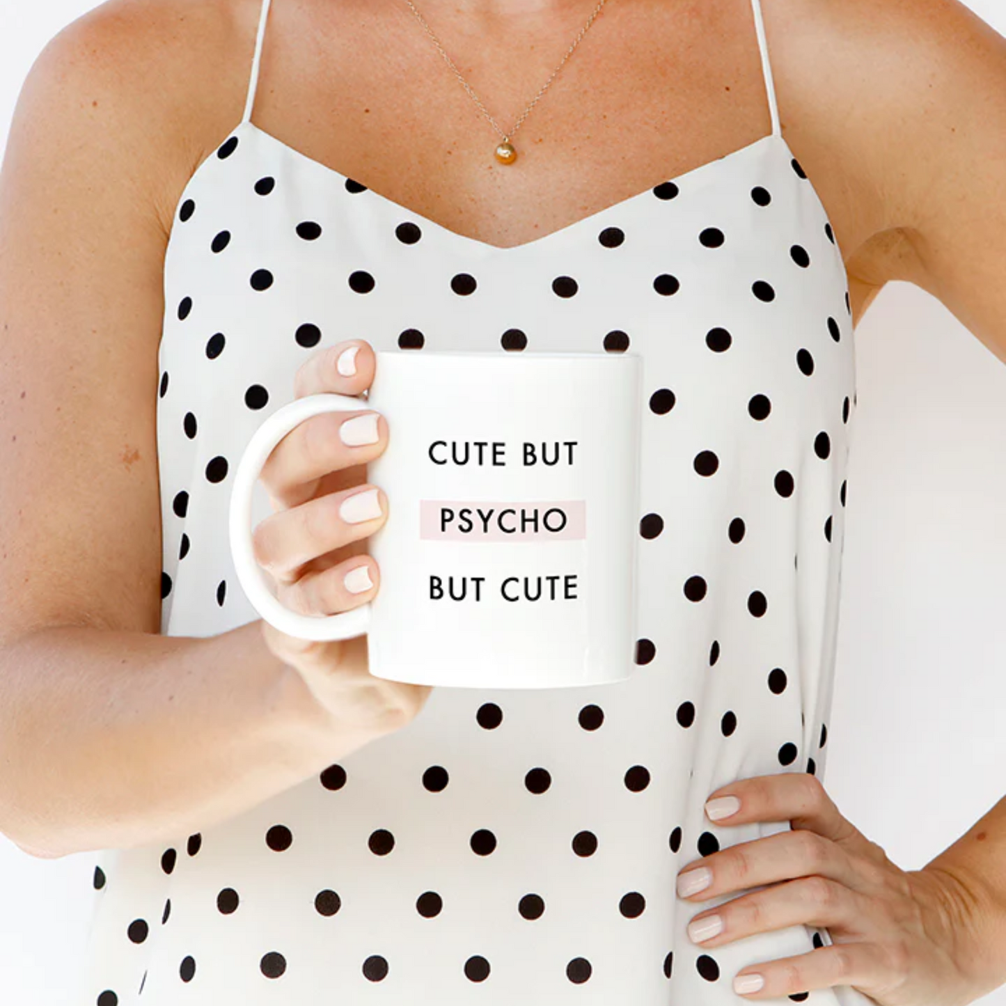 Cute But Psycho But Cute White Ceramic Mug Looper Tees