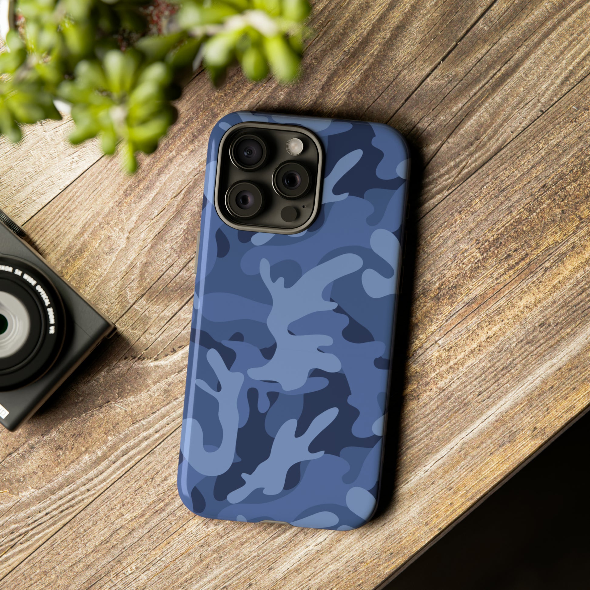 Blue Camouflage Art Hard Phone Case Printify