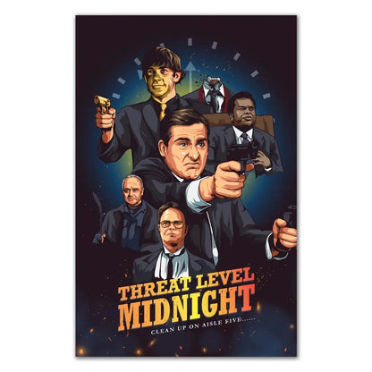 The Office Threat Level Midnight Canvas Art Print Wall Décor Looper Tees