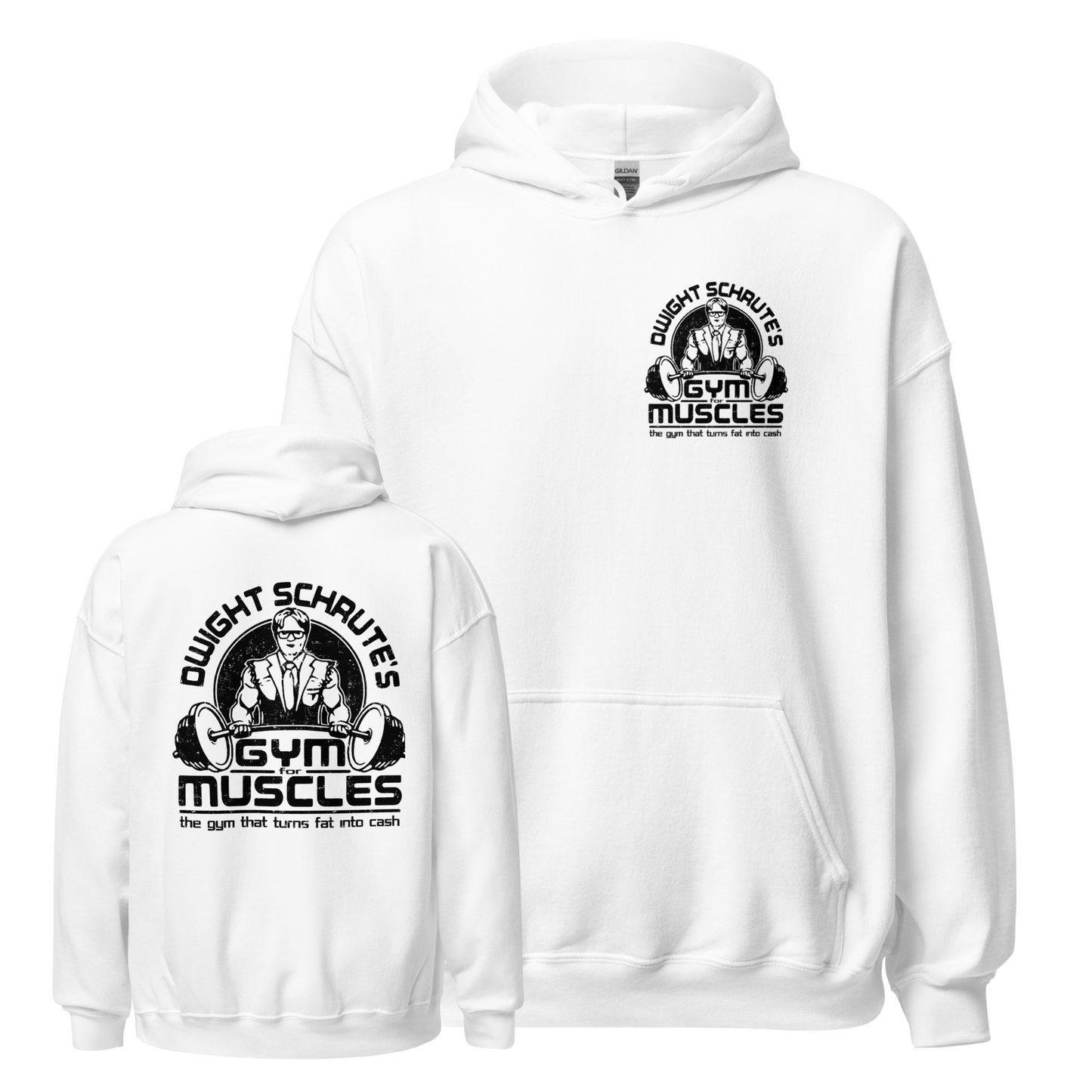 Dwight's Gym for Muscles - Double Sided Printed Hoodie Looper Tees