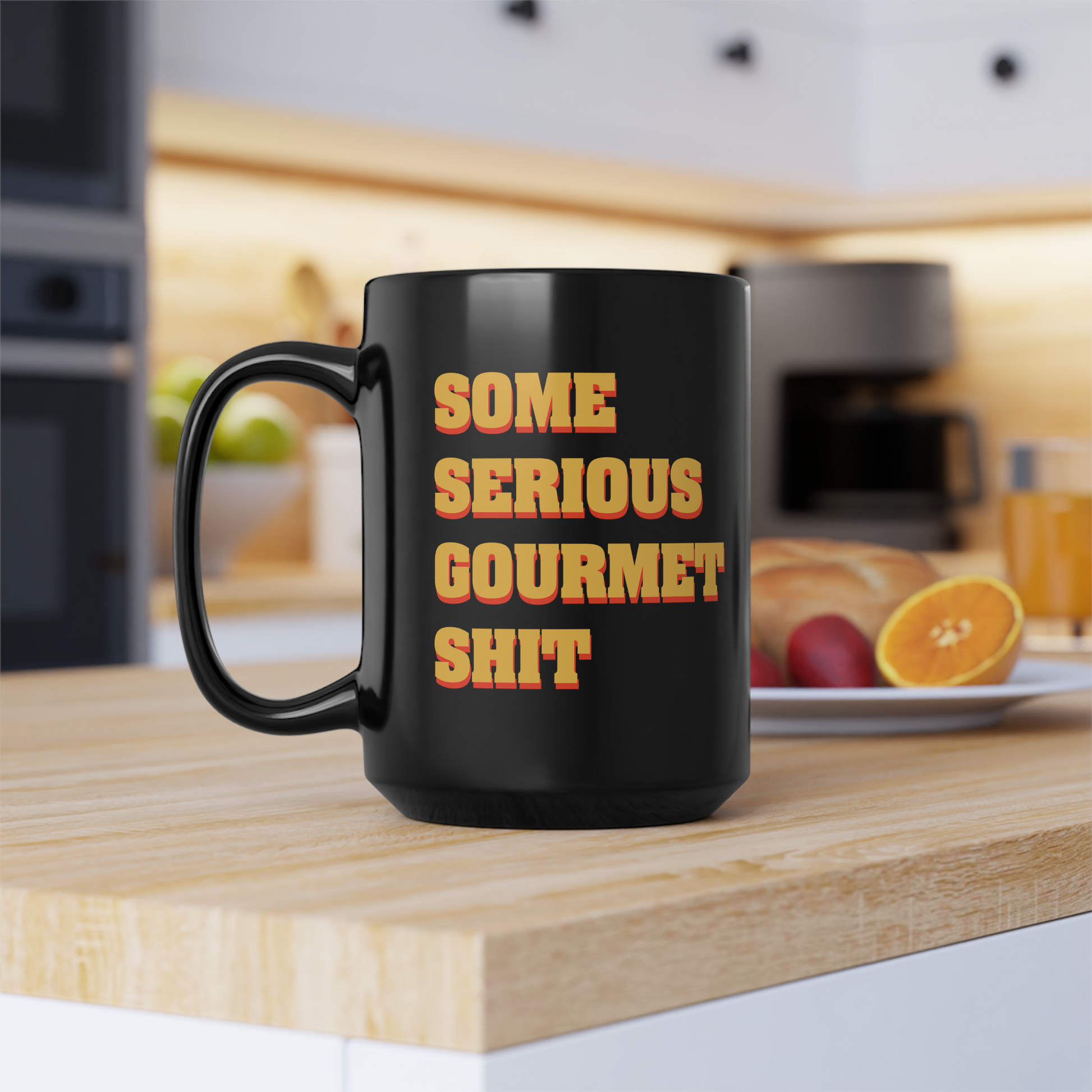 Some Serious Gourmet Shit! Black Glossy Mug Looper Tees