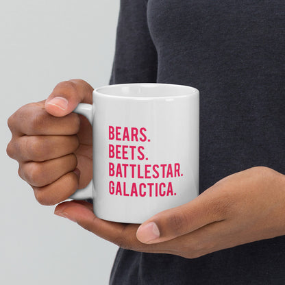 Bear. Beets. Battlestar White Glossy Mug Looper Tees