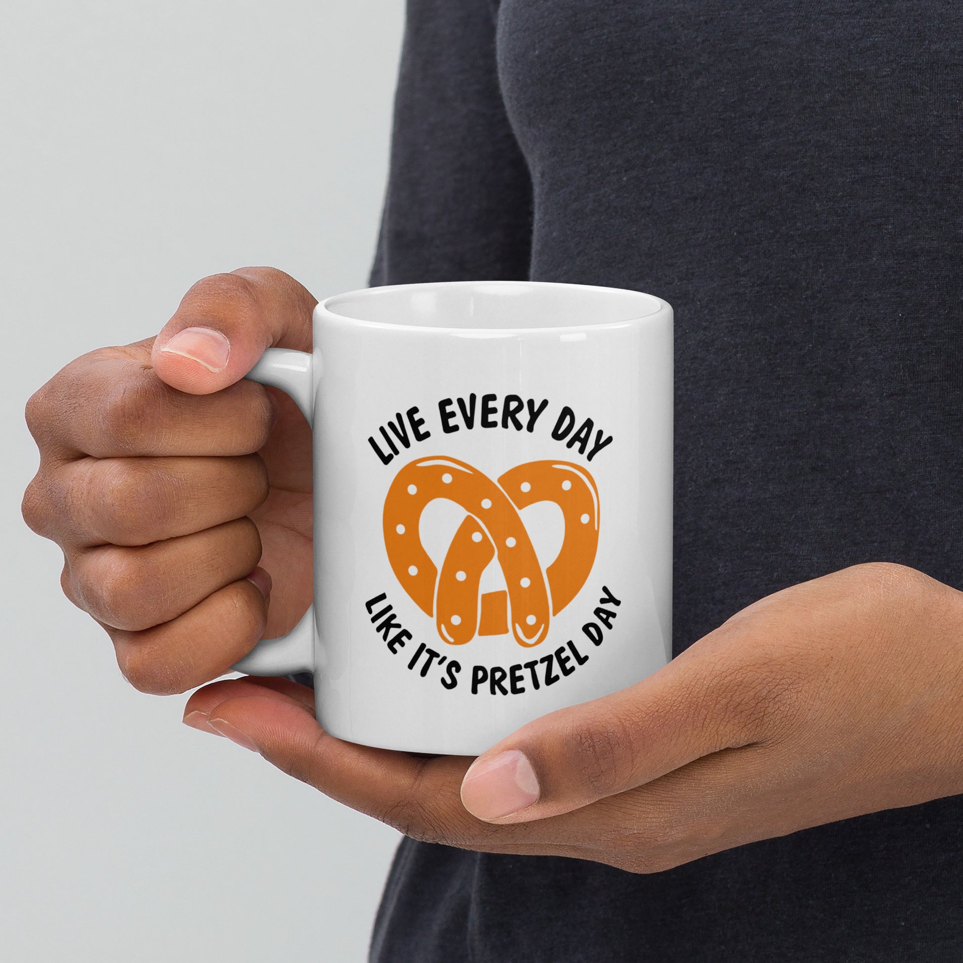 Live Everyday Like A Pretzel Day The office White Glossy Mug Looper Tees